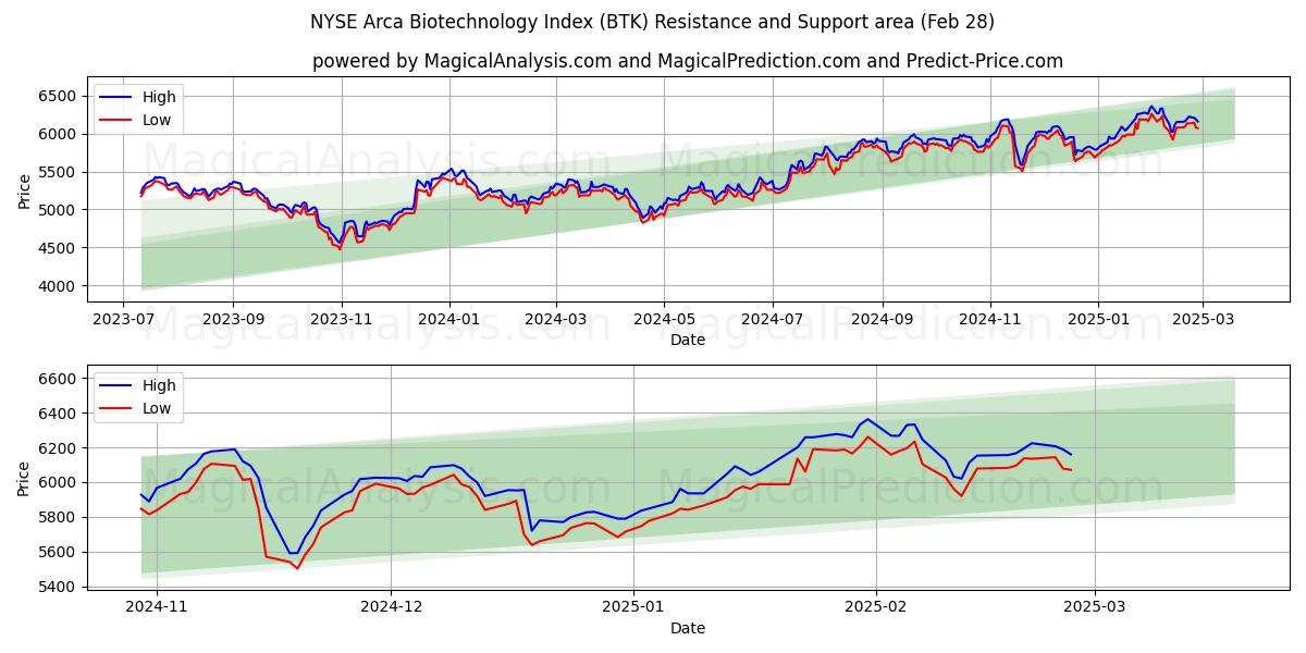  NYSE Arca Biotechnology Index (BTK) Support and Resistance area (28 Feb) 