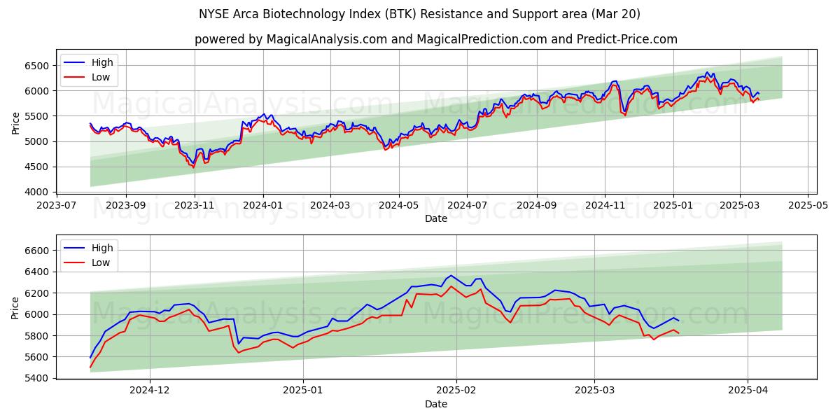  NYSE Arca Biotechnology Index (BTK) Support and Resistance area (20 Mar) 