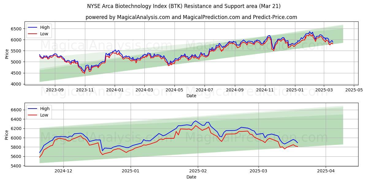  NYSE Arca Biotechnology Index (BTK) Support and Resistance area (21 Mar) 