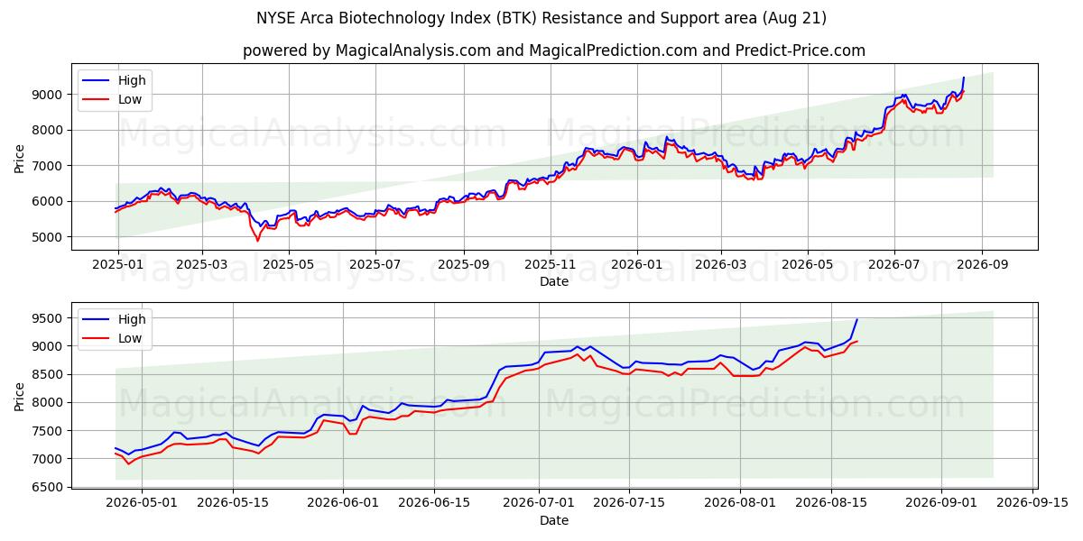  Índice de Biotecnologia NYSE Arca (BTK) Support and Resistance area (19 Aug) 