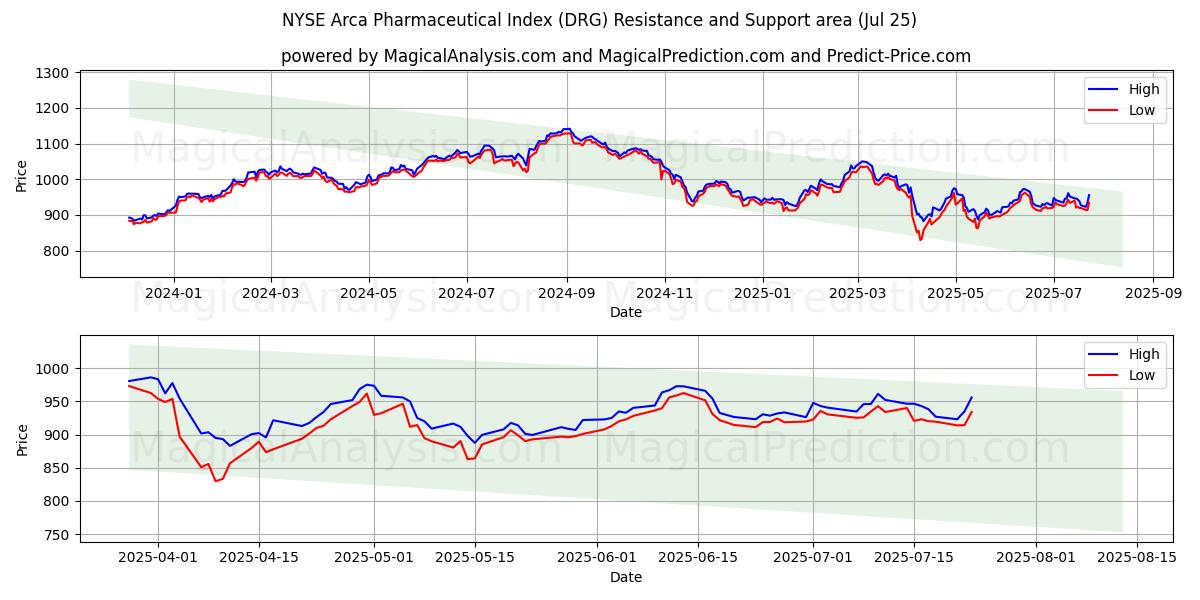 NYSE Arca Pharmaceutical Index (DRG) Support and Resistance area (23 Jul)