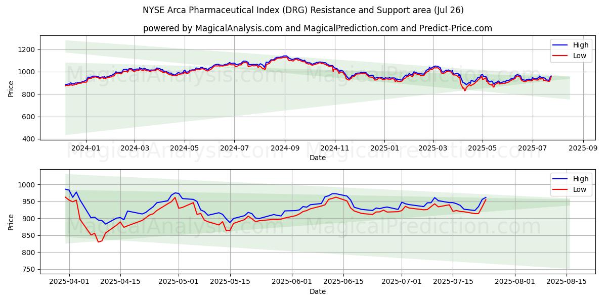 NYSE Arca Pharmaceutical Index (DRG) Support and Resistance area (25 Jul)