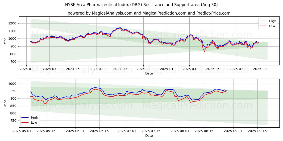  Indice farmaceutico Arca del NYSE (DRG) Support and Resistance area (29 Aug) 