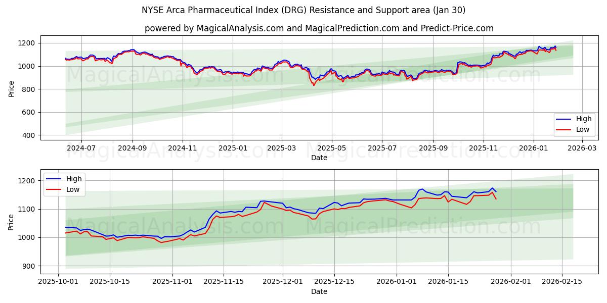  NYSE Arca İlaç Endeksi (DRG) Support and Resistance area (29 Jan) 