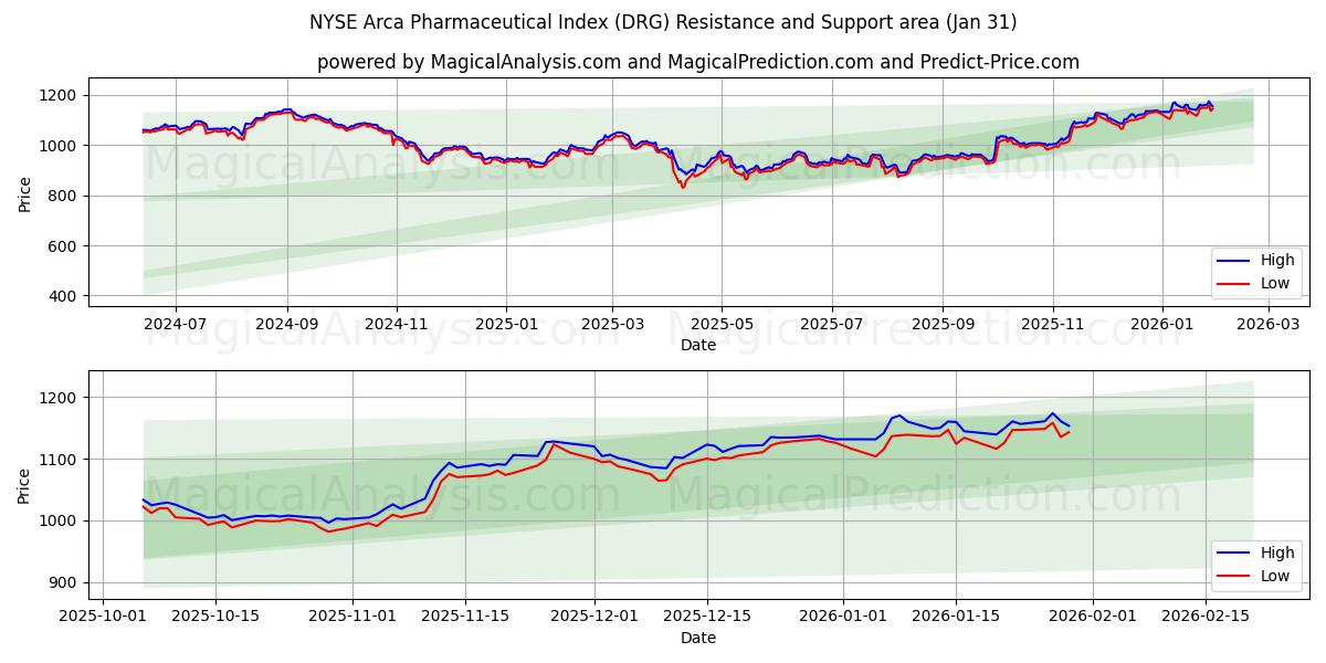  NYSE Arca Pharmaceutical Index (DRG) Support and Resistance area (30 Jan) 