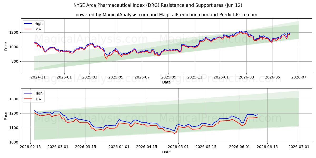  Фармацевтический индекс NYSE Arca (DRG) Support and Resistance area (09 Jun) 