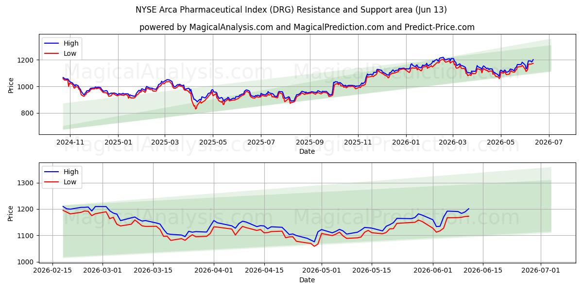  NYSE Arca 제약 지수 (DRG) Support and Resistance area (11 Jun) 